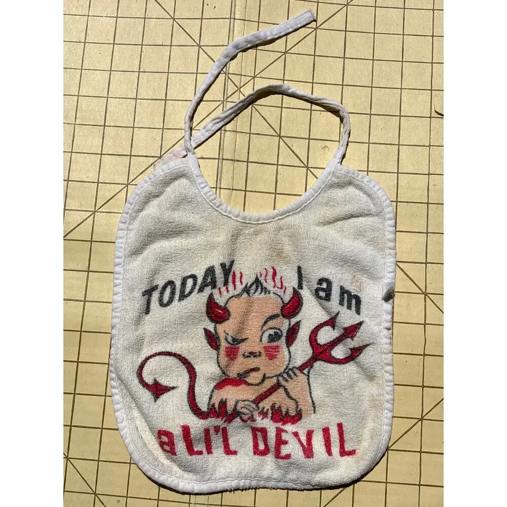 Vtg Reversible bib Today I am a lil Angel / Devil